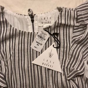 NWT Lost + Wander Striped Ruffle Crop Top
